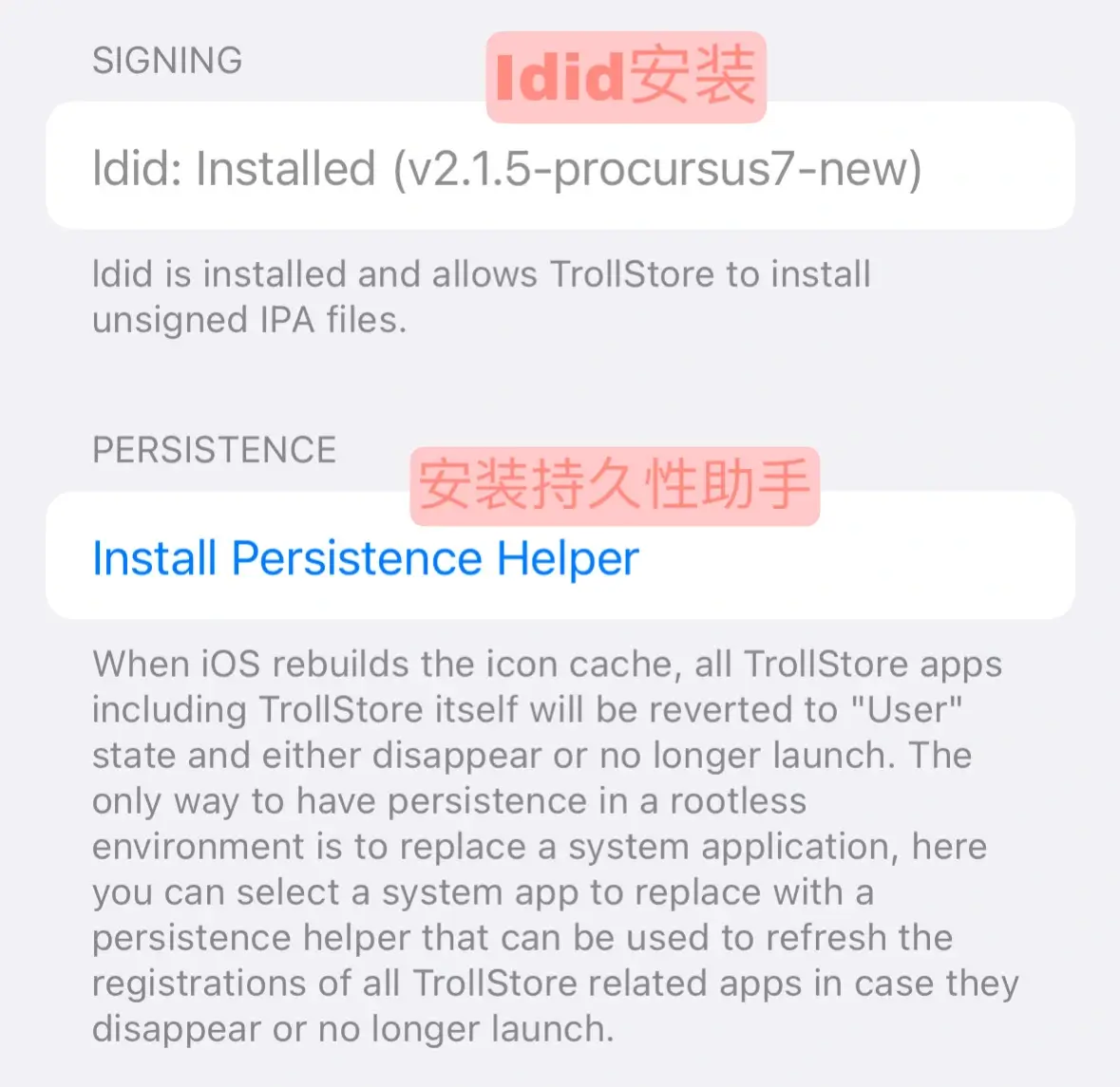 TrollStore设置功能